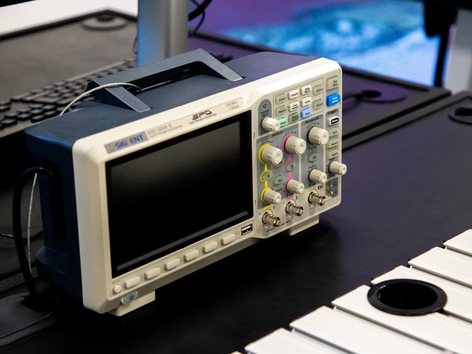 Oscilloscope on a laboratory bench
